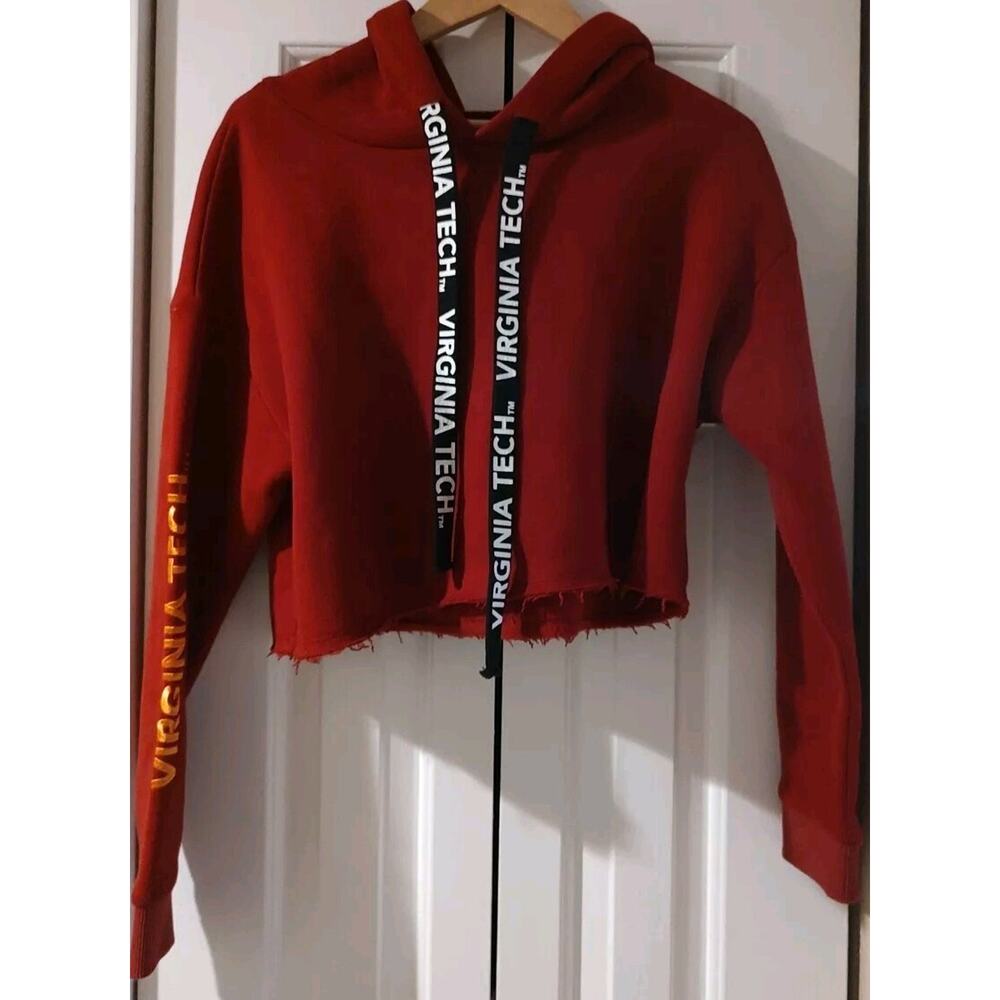 Women's Hype and Vice Virginia Tech Hokies Colorblock Crop Top Pullover - XL
